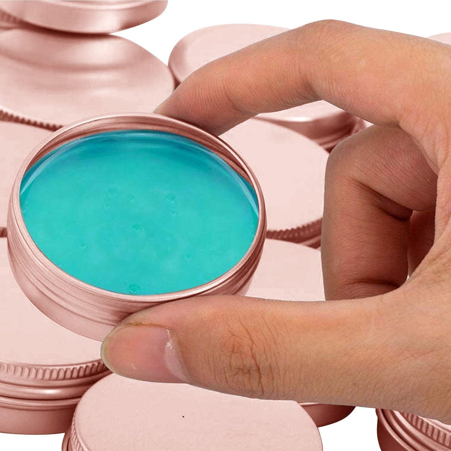 Aluminum Tin Jar - 60mL Refillable Containers for Cosmetics, Lip Balm, Creams | 40 Pack in Rose Gold