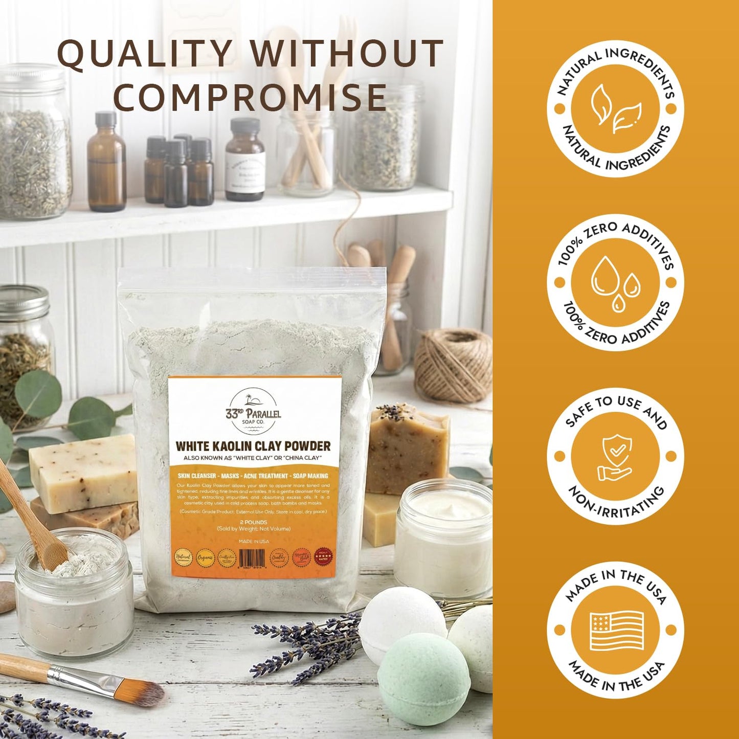 White Kaolin Clay Powder USP GRADE (5 LBS / 80 oz) 100% Natural USP Grade | Facials, Face Mask, Soap Making, Creams, Lotions, Bath Bombs | aka White Clay & China Clay Powder | 5 Pound