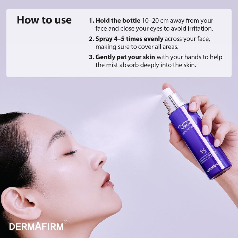Dermafirm Soothing Repair Facial Serum Hydrating Mist R4 | Face Mist Hydrating Spray for Dark Spots w/Eucalyptus, Peptide & Collagen | Gentle for All Skin Types No Animal Trials No Paraben 3.38 fl oz