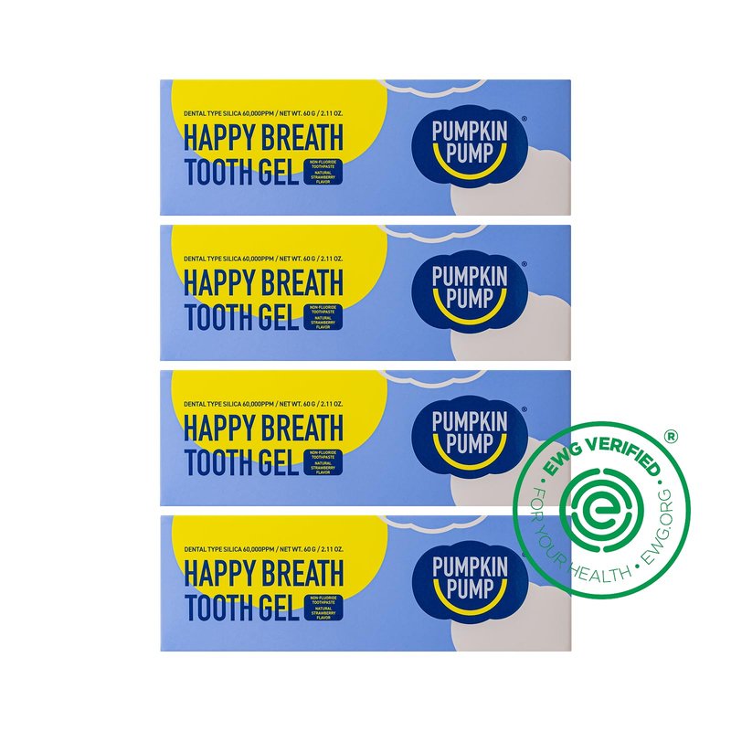 PUMPKINPUMP Happy Breath Tooth Gel, 2.11 oz x 4 ea, 6% Dental Type Silica, Tender Care for Tiny Teeth, Fluoride-Free