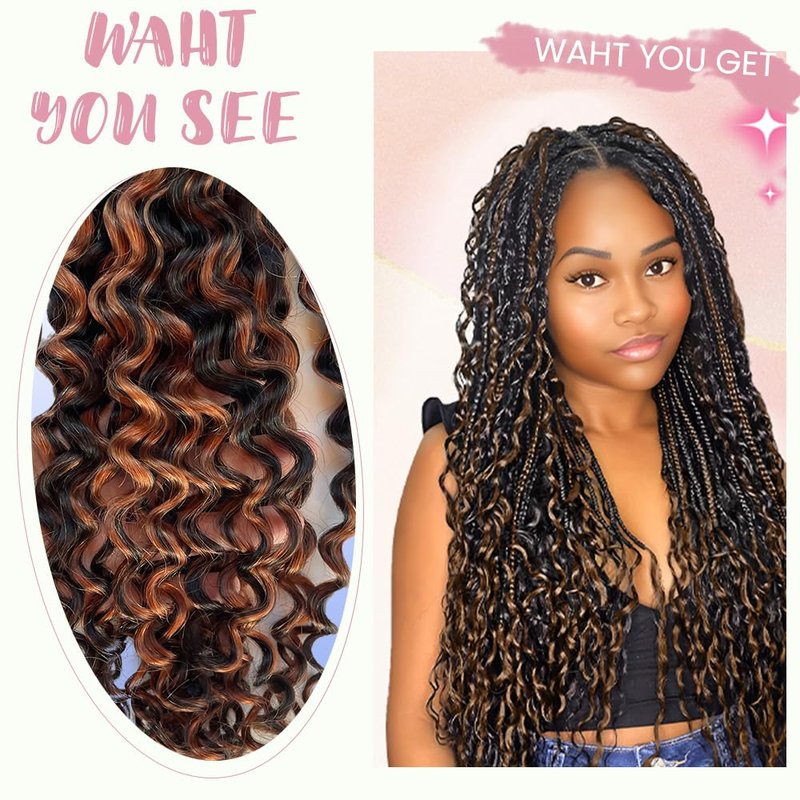 Highlight Braiding Human Hair Extensions - 2 Bundles 100g Deep Water Wave Ombre Curly 14 Inch | Black and Brown