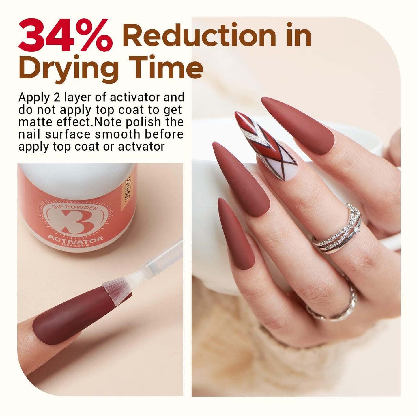 AzureBeauty 2 Combined into1 Dip Powder Base & Top Coat with Activator, 0.5oz/Bottle, Fast Drying, No Lamp Needed, for Nail Kit