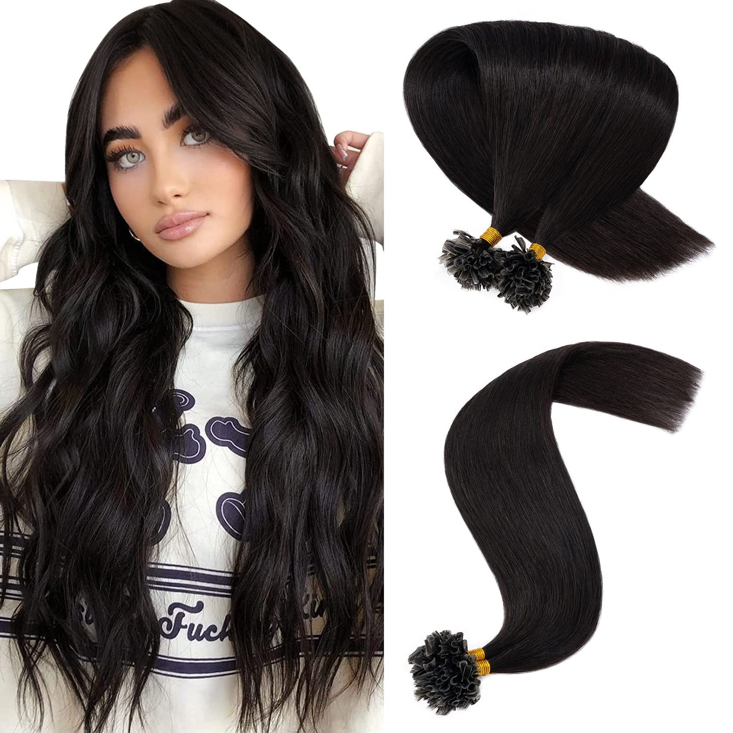 Hairro Pre Bonded Fushion Hair Extensions Nail Tip Human Hair Keratin U Tip Hairpieces Utip Remy Glue Stick Flat Tipped Hairpiece For Women 100 Strands 50g 16" #12P613 Golden Brown Mix Bleach Blonde