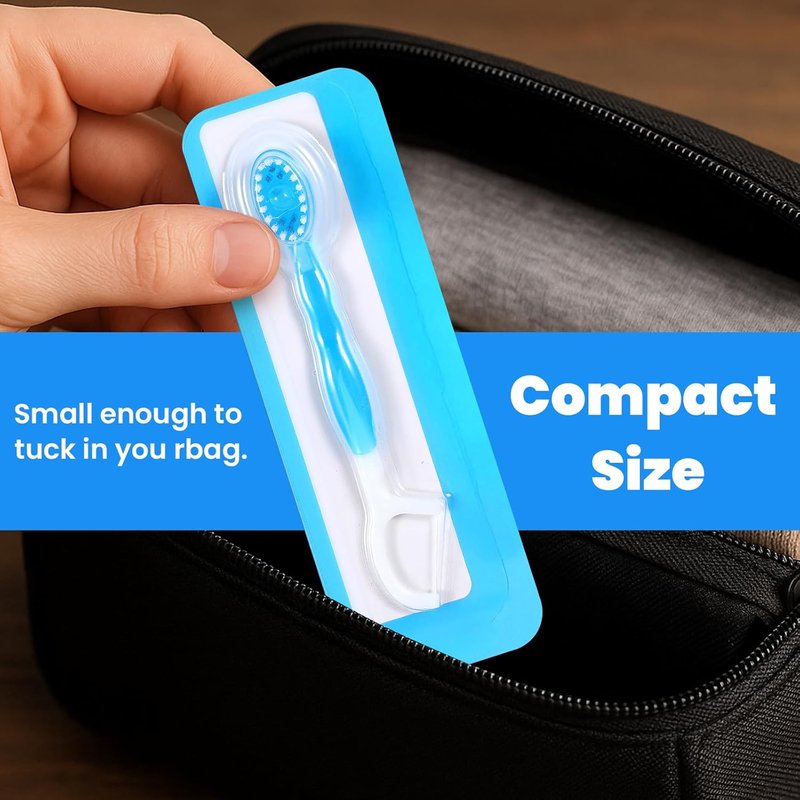 Mini Toothbrushes 60 Pack - Travel Prepasted Toothbrushes with Floss, Tongue Scraper & Picks | Individually Wrapped