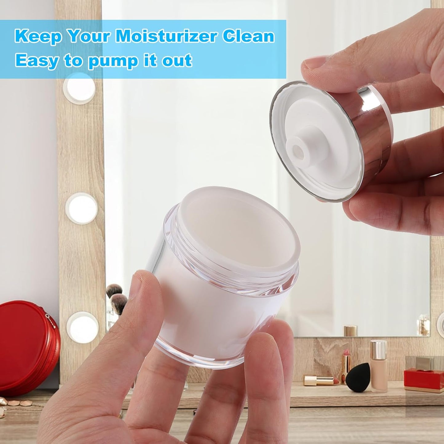 Airless Pump Jars - 10 Pack 1 Oz Moisturizer Dispenser for Skincare Cream | 30ml