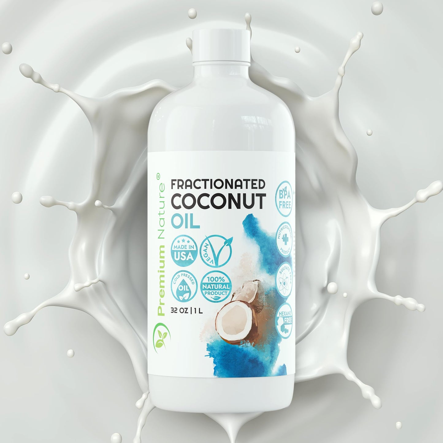 Premium Nature Fractionated Coconut Oil for Skin Moisturizer with Pump Massage Oils Best Carrier for Essential Oils Mixing Body OUL for Dry Skin Moisturizer Natural Oi for Face Hair Body 32 oz