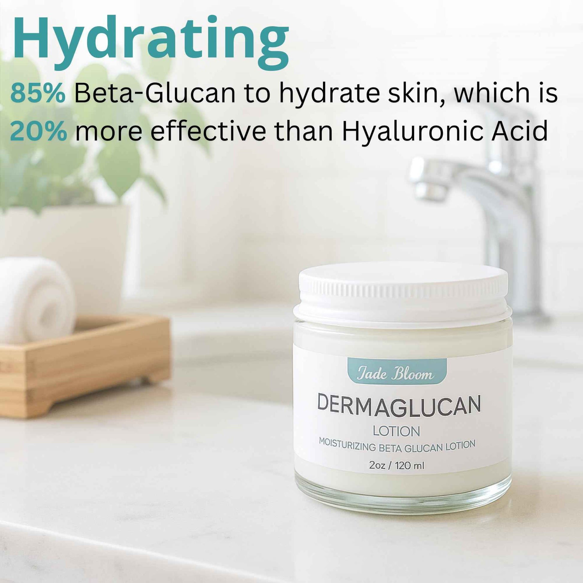 Jade Bloom Dermaglucan Beta Glucan Cream Lotion Moisturizer Skincare | Daily Hydrating Face & Body Hydration, (2oz)