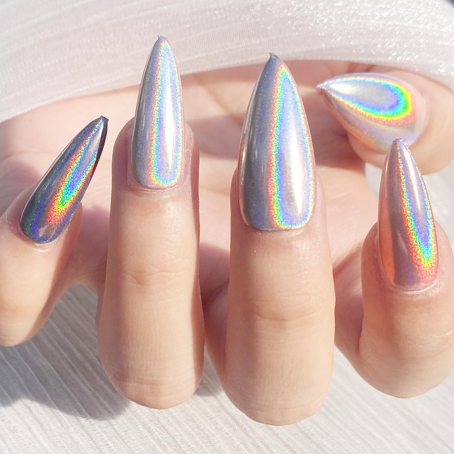 FNNZ Holographic Nail Powder, Chrome Nail Powder for Nail Art Decoration
