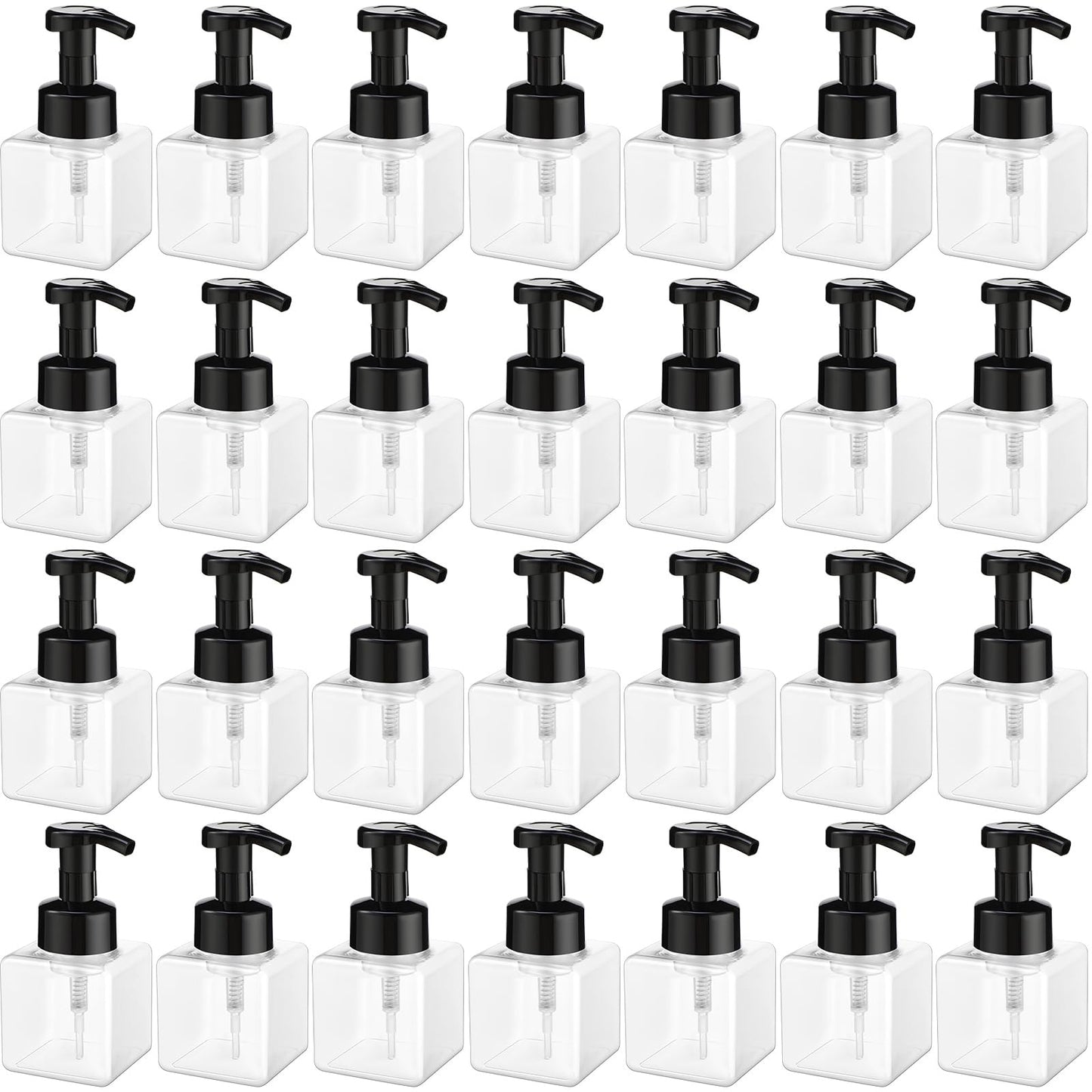 Domensi 24 Pcs Black Foaming Soap Dispenser 8.5 oz Foam Pump Bottle Empty Travel Foaming Dispenser Refillable Hand Soap Plastic Pump Bottle Travel Clear Container for Bathroom Vanities