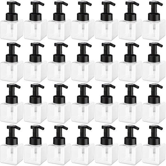 Domensi 24 Pcs Black Foaming Soap Dispenser 8.5 oz Foam Pump Bottle Empty Travel Foaming Dispenser Refillable Hand Soap Plastic Pump Bottle Travel Clear Container for Bathroom Vanities