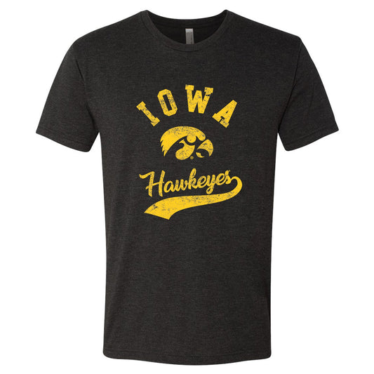 UGP Campus Apparel AS11 – Iowa Hawkeyes Retro Script Men's Triblend T-Shirt - Small - Vintage Black