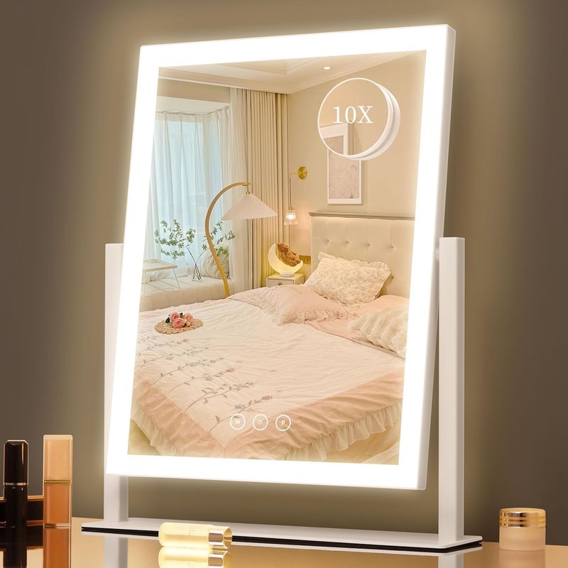 Lighted Vanity Mirror - Makeup Mirror with Dimmable Lights & 3 Color Modes | 16.7" x 13.2" for Dressing Room & Tabletop