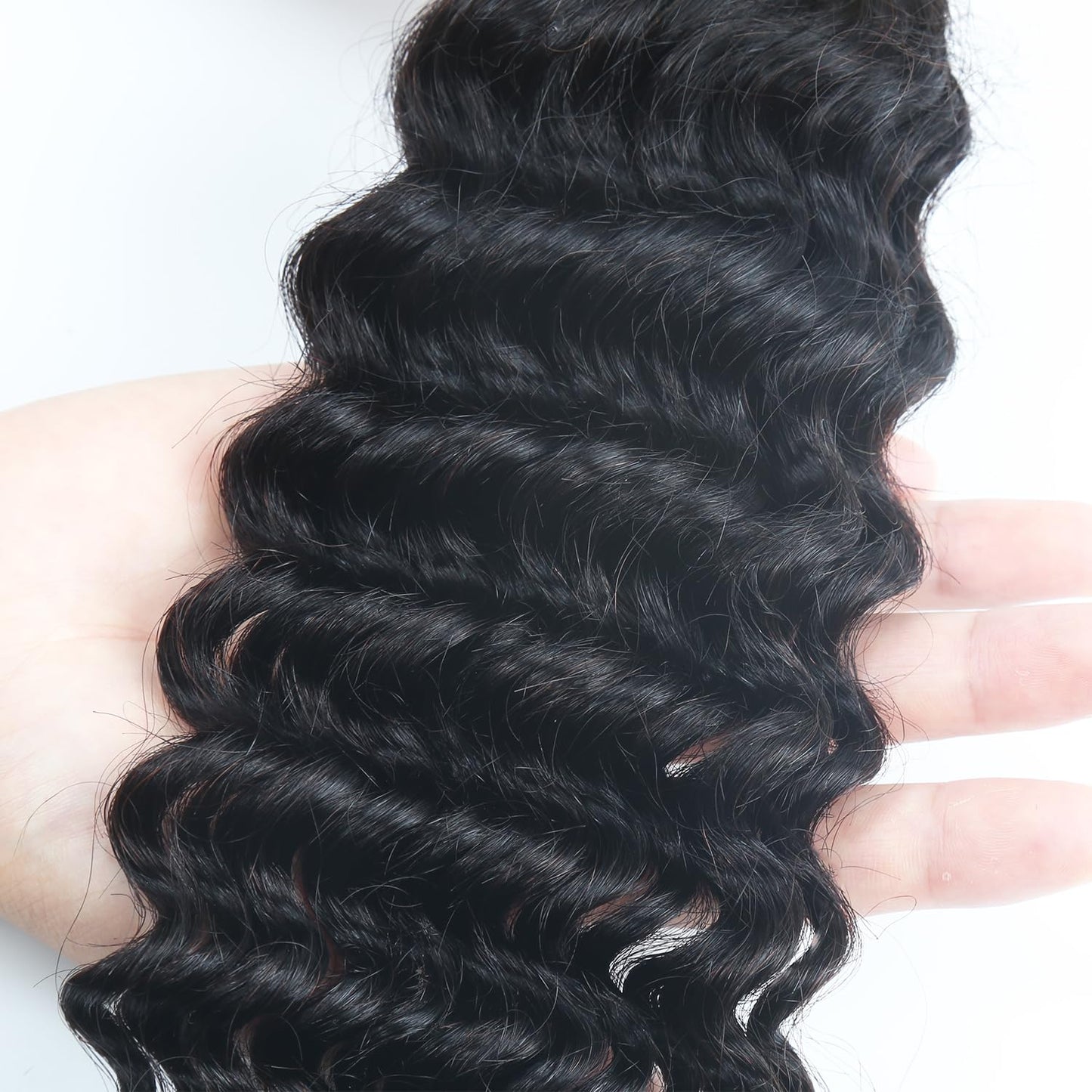 Human Braiding Hair - 20 Inch Curly Boho Braids | 110g Deep Wave Bulk Hair, Natural Black - 3 Bundles