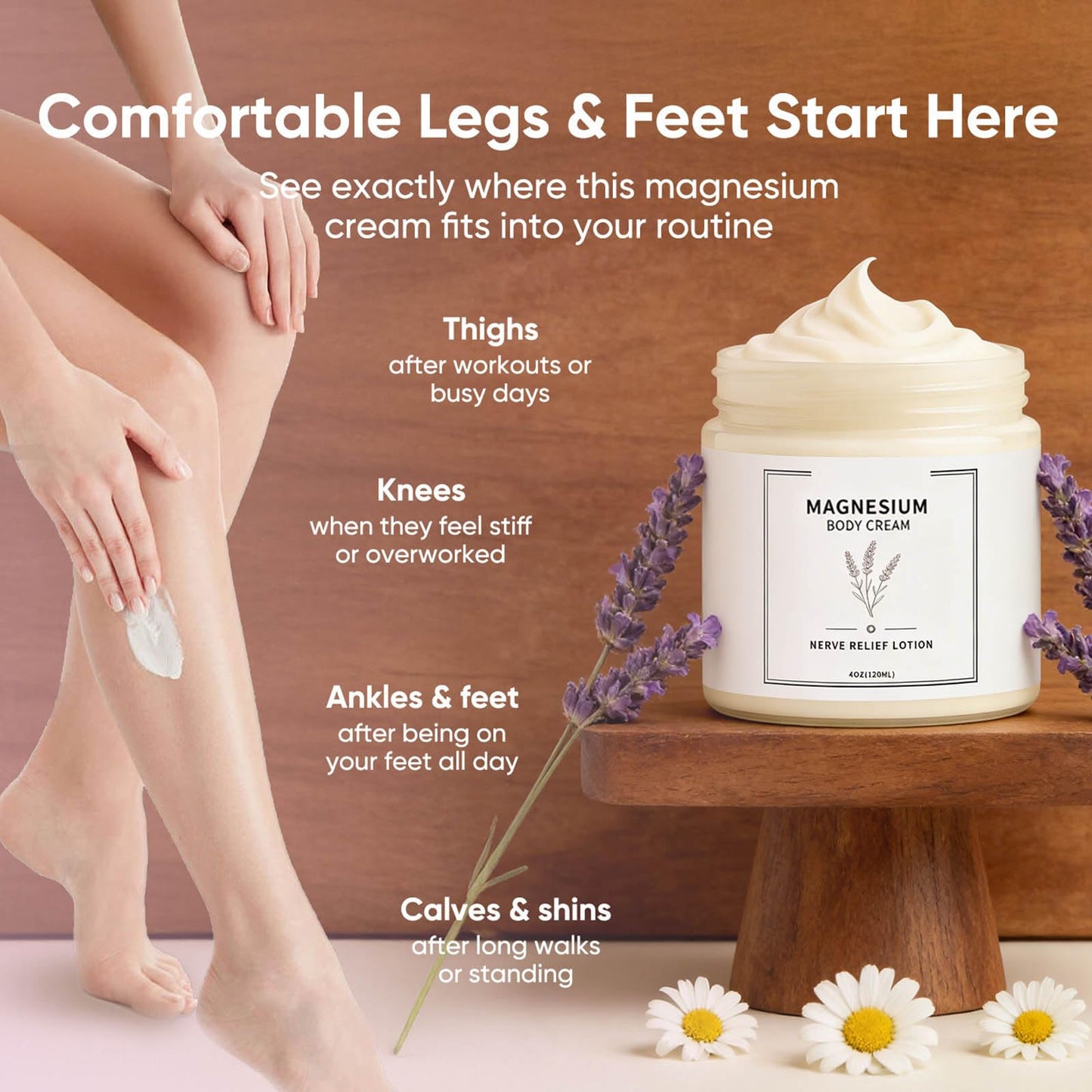 HABOHUSE Neuropathy Cream, Nerve Relief Body Lotion with Magnesium Chloride, Menthol & Arnica, for Foot & Leg Skin Care, Fast-Absorbing Non-Greasy Moisturizing Formula, 120 ml