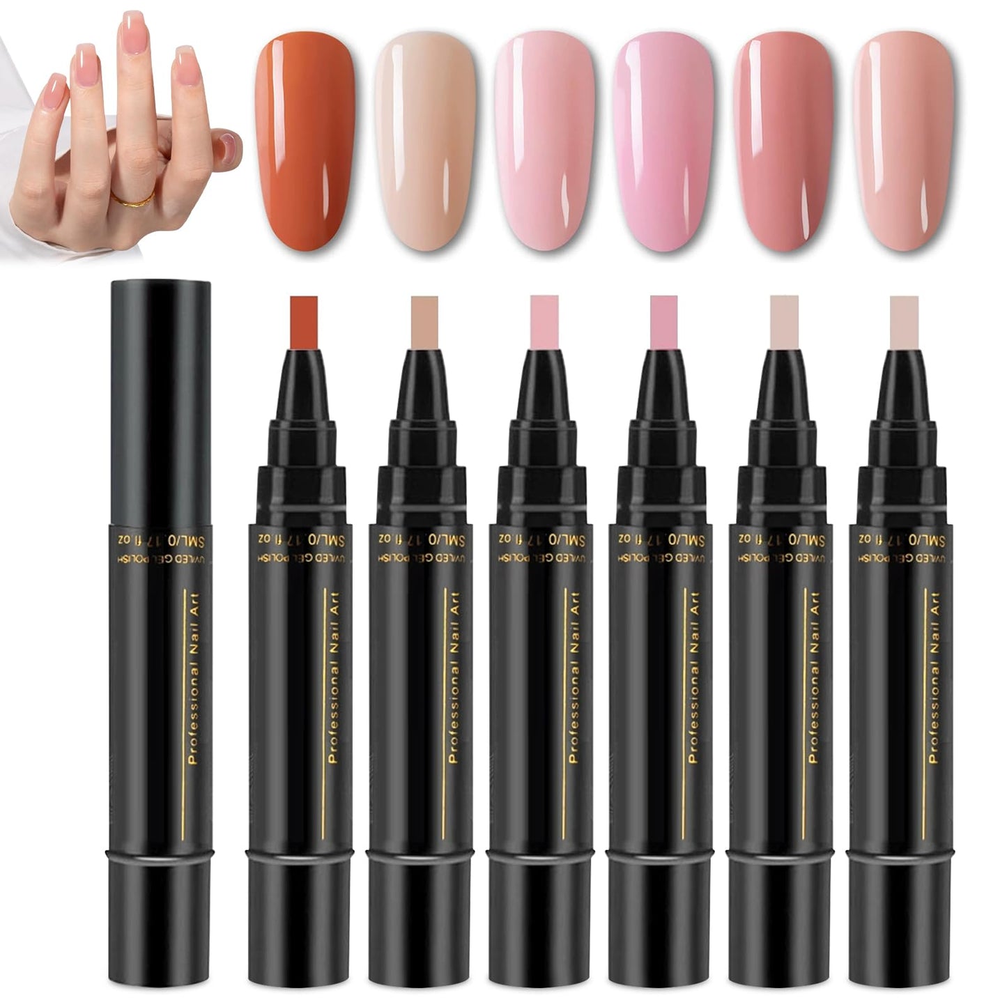 Hgkvnul Gel Nail Polish Pens 3 in 1, 6 Color Pen Gel Nail Polish, Quick Dry, for DIY Nail Art (A Set/6pcs)