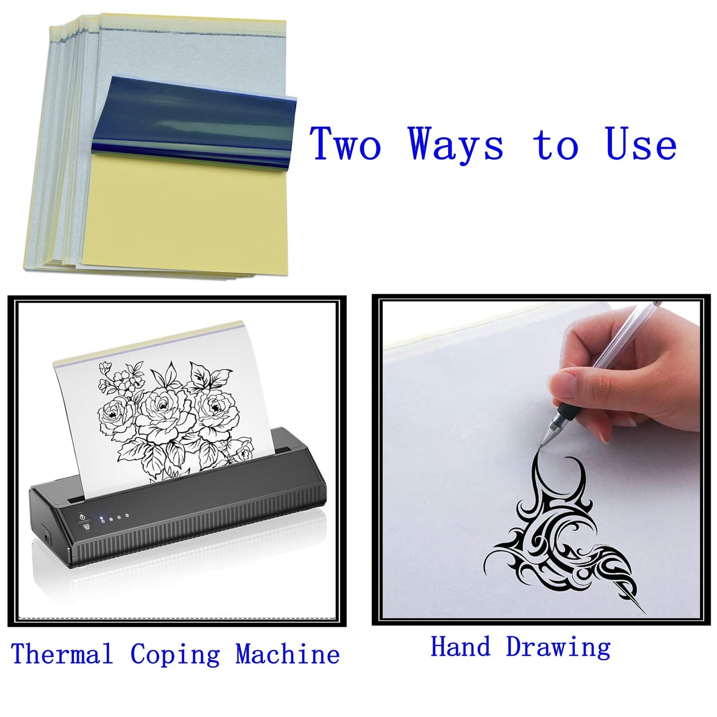 Tattoo Practice Skins 3MM with Transfer Paper,45Pcs Thick Fake Skin and Stencil Paper Kit Includes 40Pcs Tattoo Papers and 5Pcs Double Sided Blank Tattoos Skin Practice 3mm