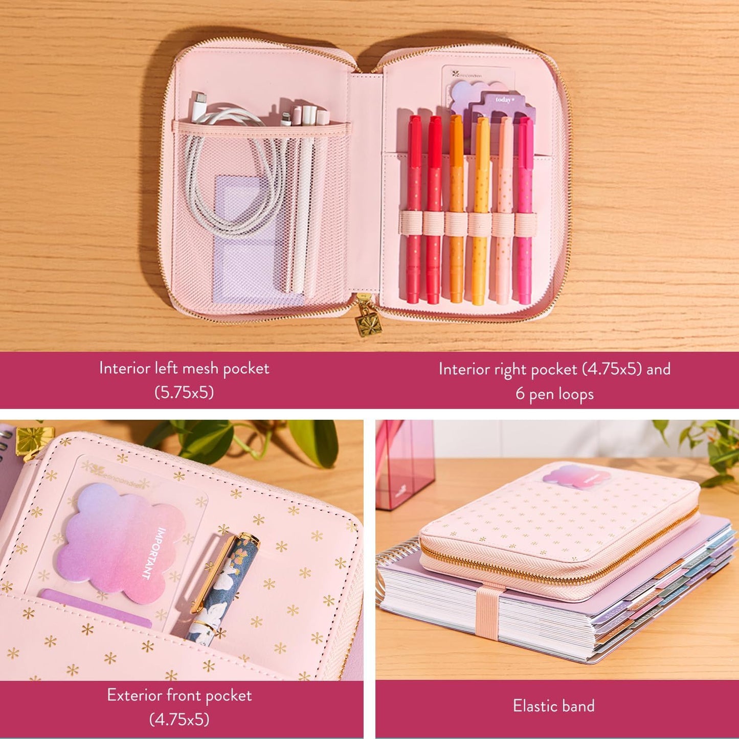 Erin Condren Ultimate Planner Accessory Pouch - Vegan Leather Organizer with Inside Pockets & Extended Zipper | Perfect for Planners