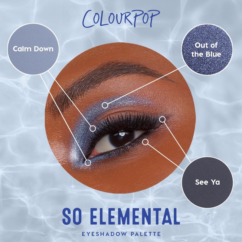 Colourpop So Elemental Eyeshadow Palette - High-Pigment Blue & Silver Shades | Metallic & Matte Finishes (0.3 oz)