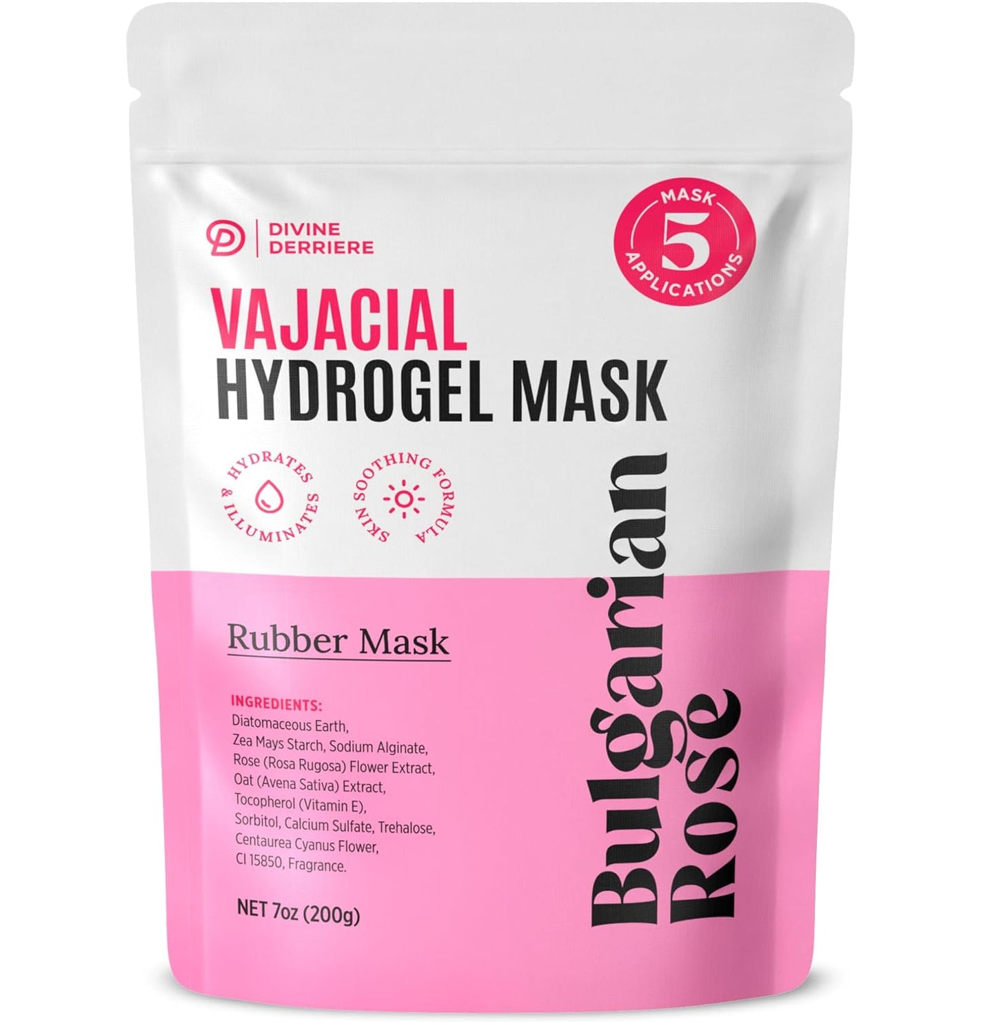 Vajacial Hydrogel Mask - Premium Deeply Purifying Jelly Mask with Bulgarian Rose Petals | Hydrating Peel-Off Kit