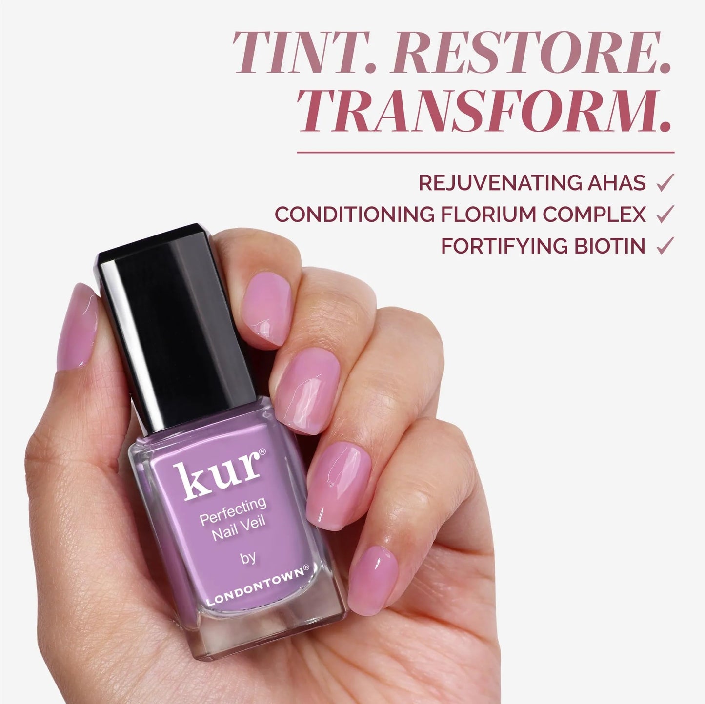 LONDONTOWN kur Perfecting Nail Veil, Nail Polish, #9 Sheer Lilac Tint