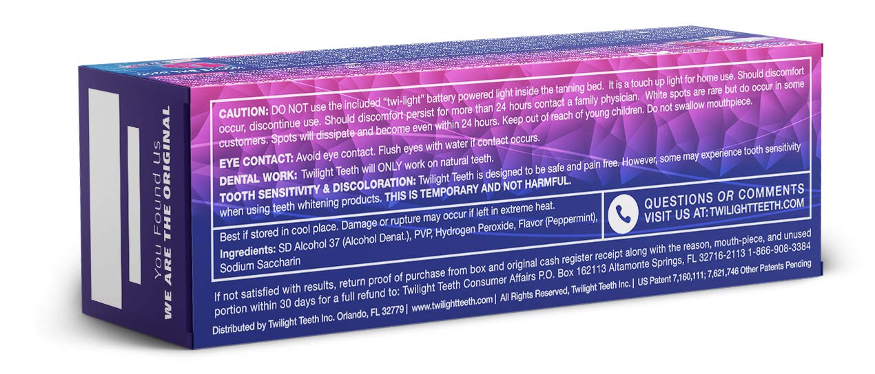 Twilight Teeth Whitening Kit | Specially Designed Kit Includes Whitener Gel, Mouthpiece For Tanning Bed Use & A Powerful UV Light Mouthpiece For At Home Whitening | No Rinse Gel Whitener Formula