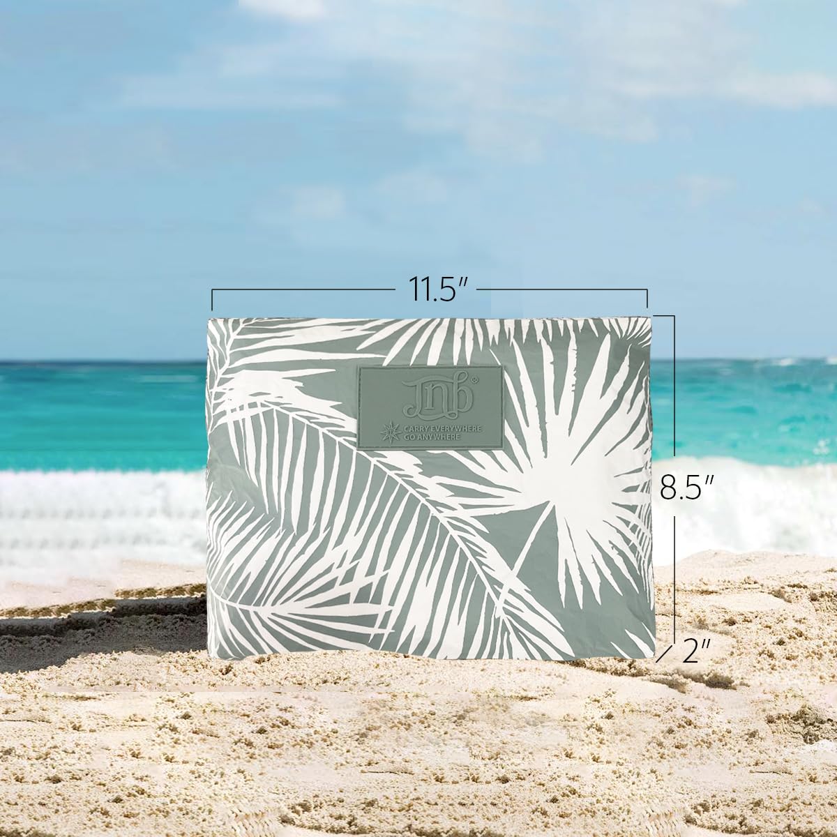 JNB 100% Coated Tyvek Material Palm Leaves Design Beach Pouch, Waterproof Pouch for Beach, Makeup Pouch, Wet Dry Bag, Sag03