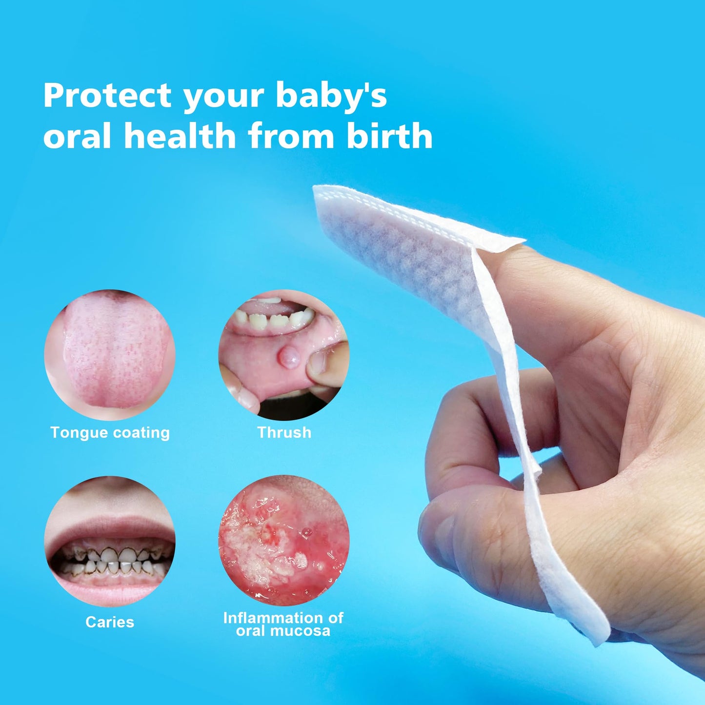 BabyPearl Baby Tongue Cleaner Newborn Finger Toothbrush, 42 Count Disposable Wet and Dry Use Baby Mouth Cleaner, Newborn Oral Care Clean 0-36 Months Toddler Teeth, Gums, Tongue Coating