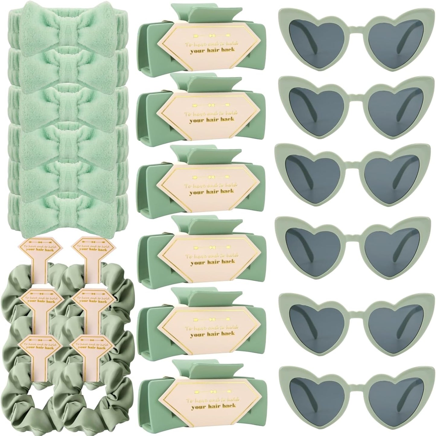 Bridesmaid Scrunchies | Proposal Gifts & Bachelorette Hair Clips - Sage Green, 24pcs for Wedding Party Favors