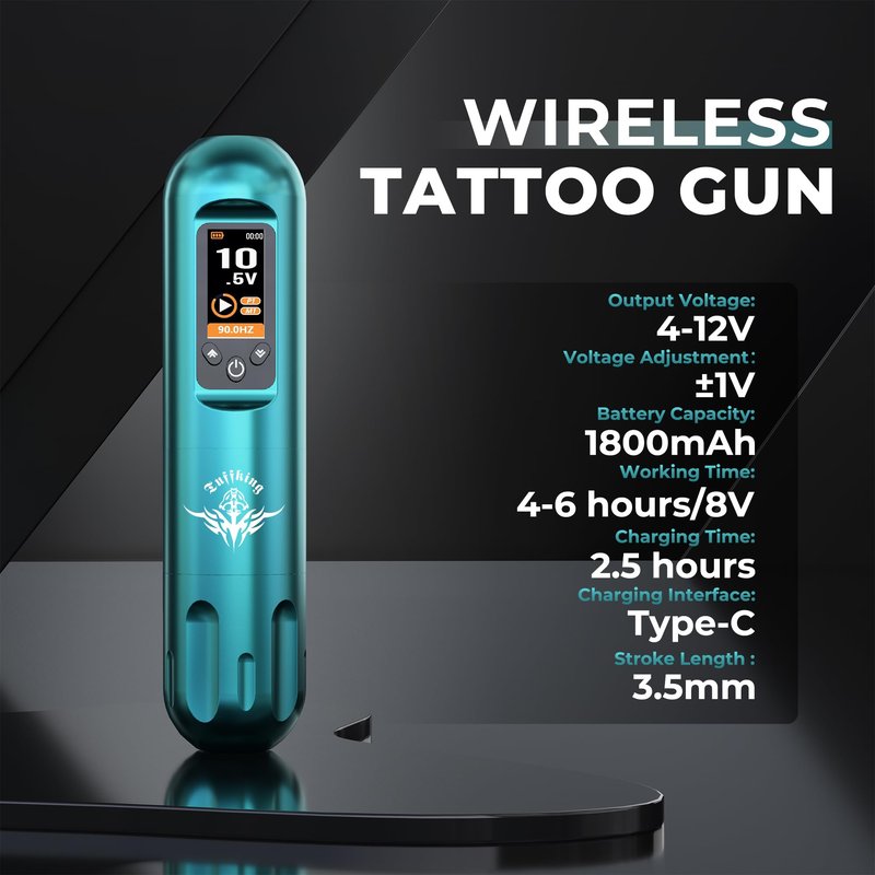 Tuffking Tattoo Machine Kit Rotary Wireless Tattoo Gun Kit with 20pcs Extra Smooth Cartridge Needles Practice Skin Tattoo Supplies for Beginners & Professional Artists