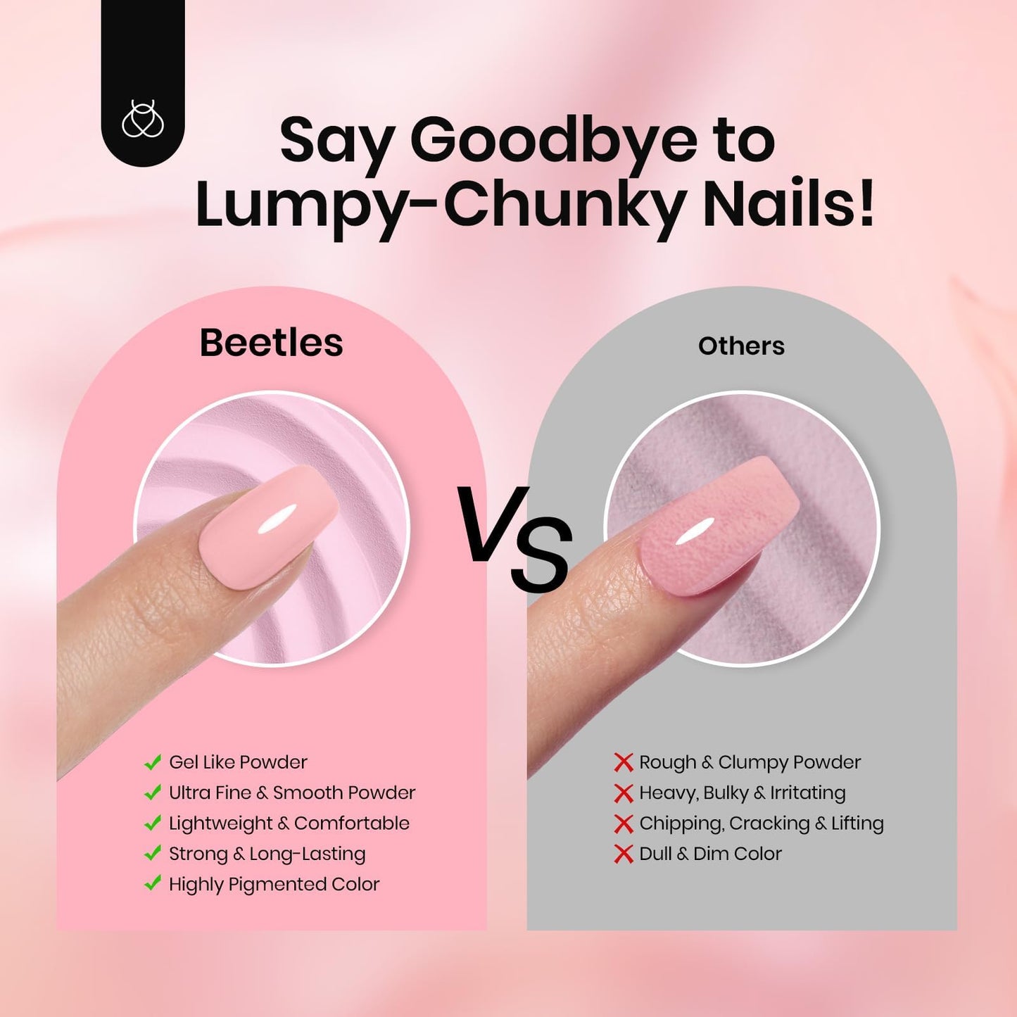 Beetles Pink Dip Powder Nail Kit 6 Color Nude Pink Brown Dip Nails Powder Starter Kit All Season Nail Dip Powder Kit No Need Nail Lamp DIY Salon at Home Summer Gift for Women
