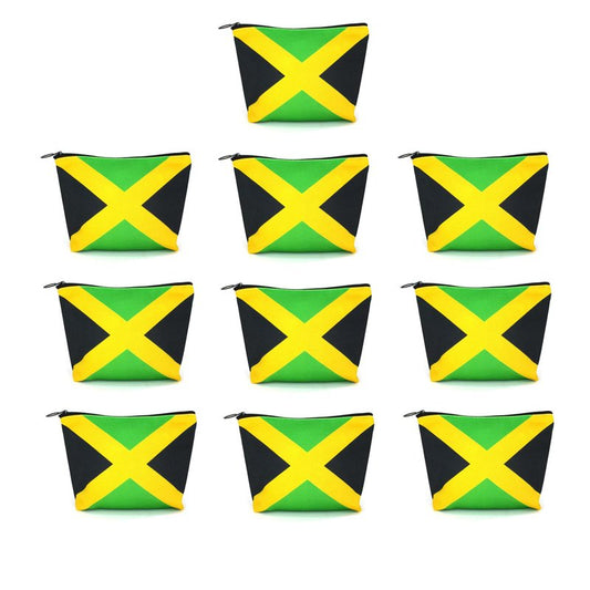 VOARYISA Canvas Makeup Bag Travel Toiletry Bag Makeup Bag for Women Girls Jamaica Flag Reggae(Jamaican-10PCS)