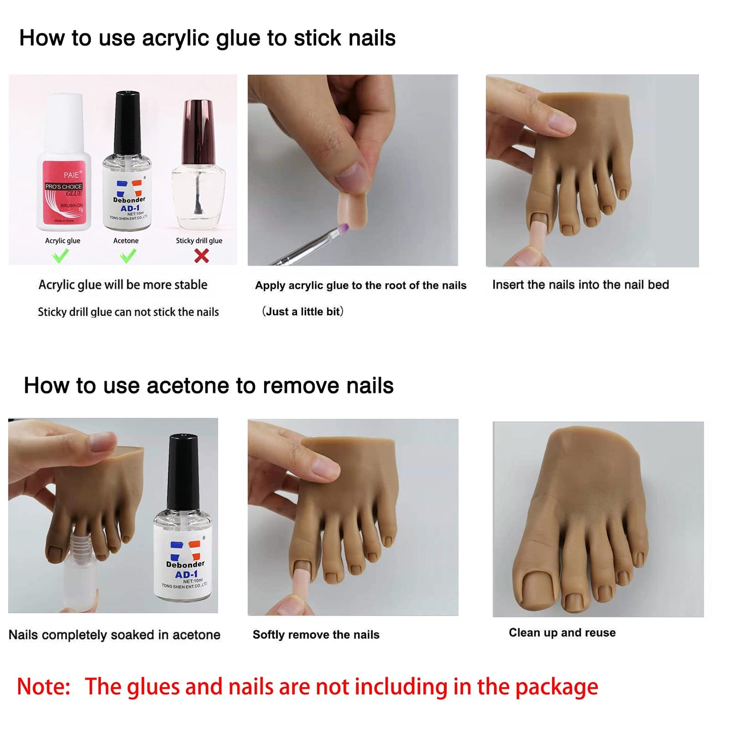 PPVWEY Lifelike Silicone Practice Foot Nail Training Foot Mannequin Flexible Bendable Silicone Foot Model with Table Clip for Acrylic Nails Art Training Display DIY (2#-Right)