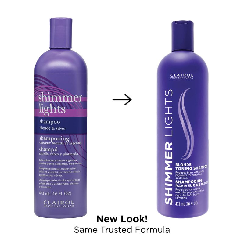 Clairol Professional Shimmer Lights Purple Shampoo, 16 fl. Oz, Neutralizes Brass & Yellow Tones, For Blonde, Silver, Gray & Highlighted Hair Packaging May Vary