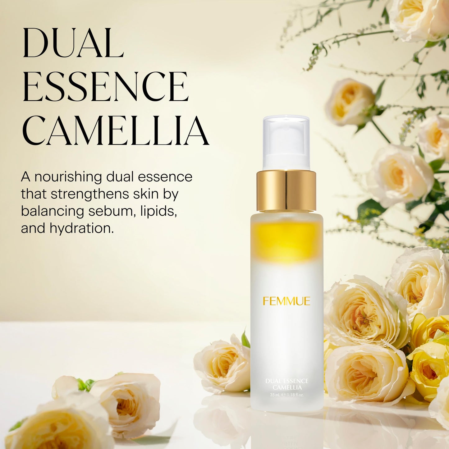 FEMMUE Dual Essence Camellia Hydrating Face Toner Mist (1.18 oz Travel Size) | Light & Refreshing Facial Moisturizer | Korean Skincare