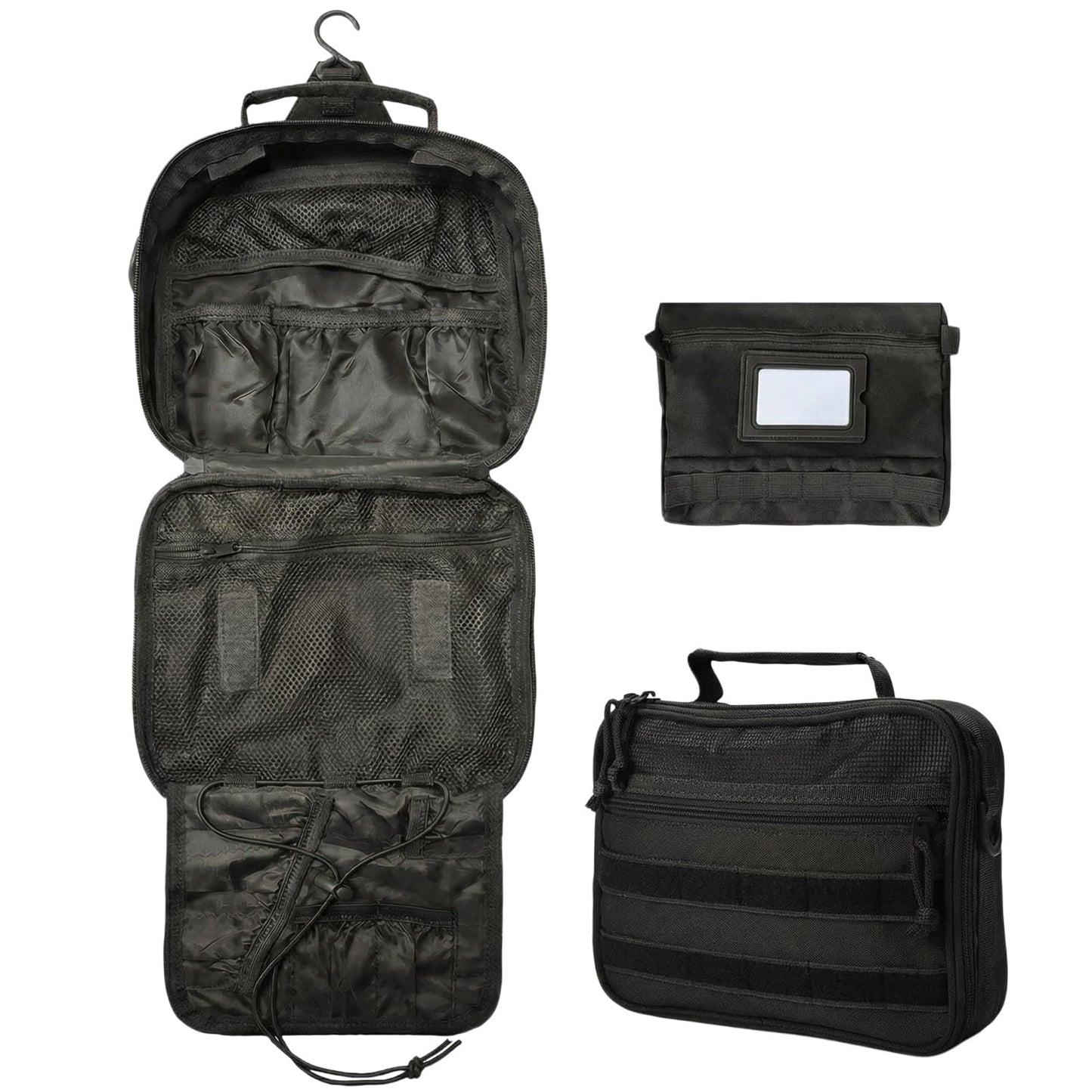 VELVEBAG ﻿Tactical Toiletry Bag for Men, Mens Toiletry Travel Bag, Hanging Dopp Kit Waterproof TravelShaving Hygiene Bag, Bathroom Multi-pocket Organizer, for Short Trips, Camping & Gym, Black