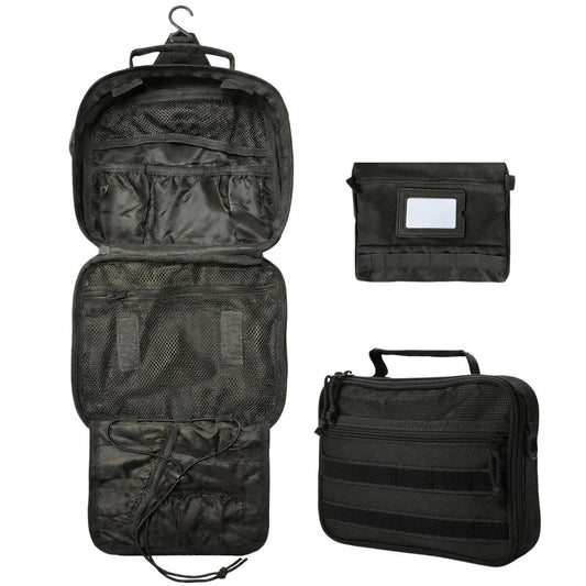 VELVEBAG ﻿Tactical Toiletry Bag for Men, Mens Toiletry Travel Bag, Hanging Dopp Kit Waterproof TravelShaving Hygiene Bag, Bathroom Multi-pocket Organizer, for Short Trips, Camping & Gym, Black