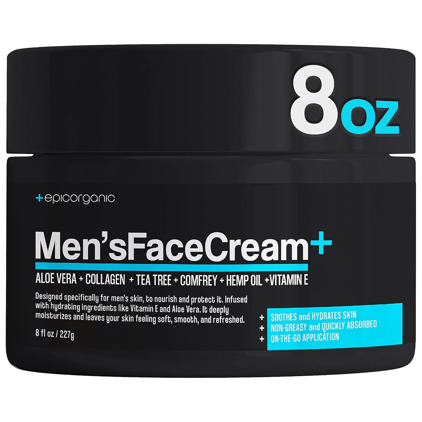 Men's Face Cream - Anti-Aging Hydrating Moisturizer with Hyaluronic Acid, Collagen & Vitamin E | 8oz