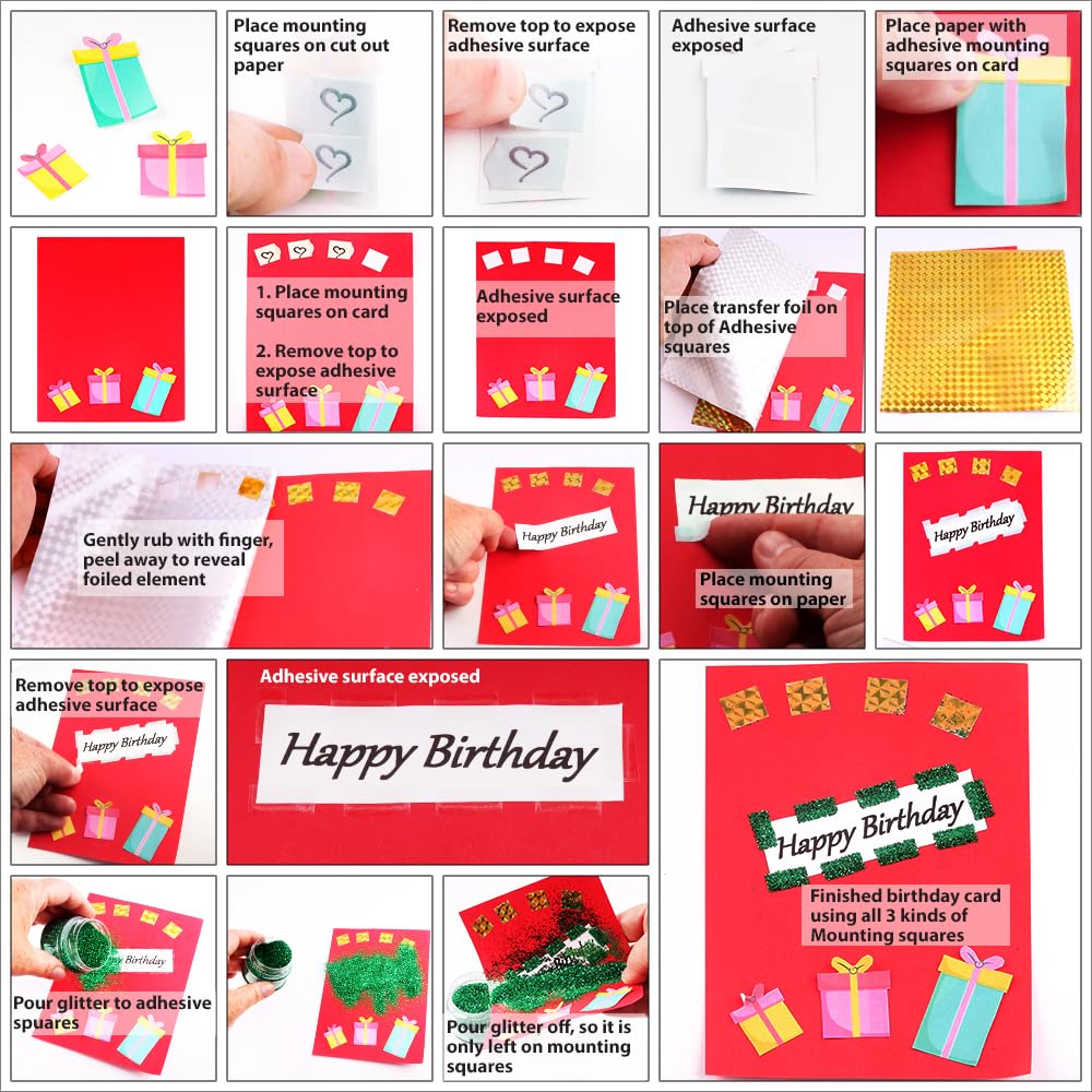 Scrapbook Adhesives by 3L Repositionable Mounting Squares, 1000-Pack