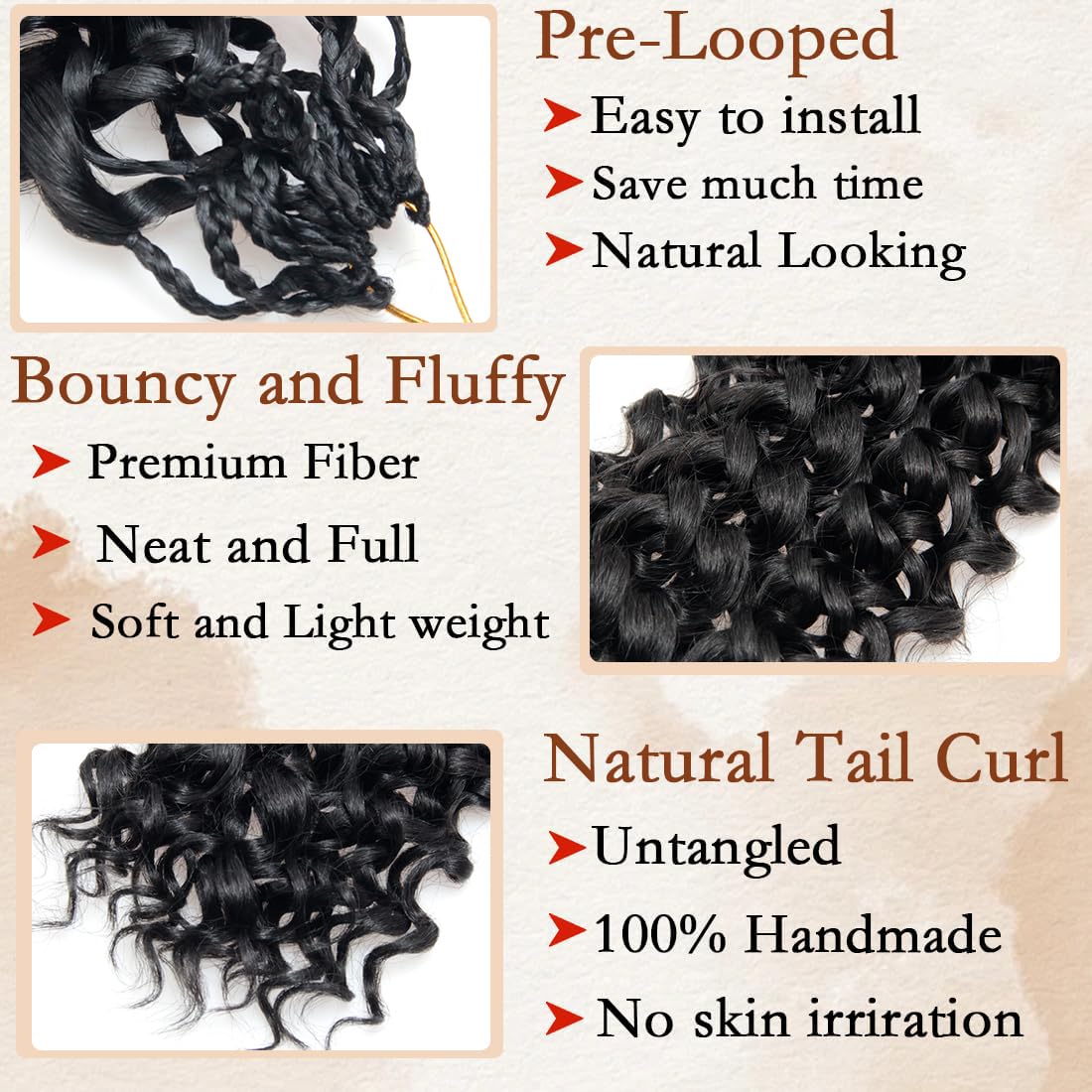 GoGo Curl Crochet hair 8 Packs Curly Crochet Hair for Women 24Inch 1B