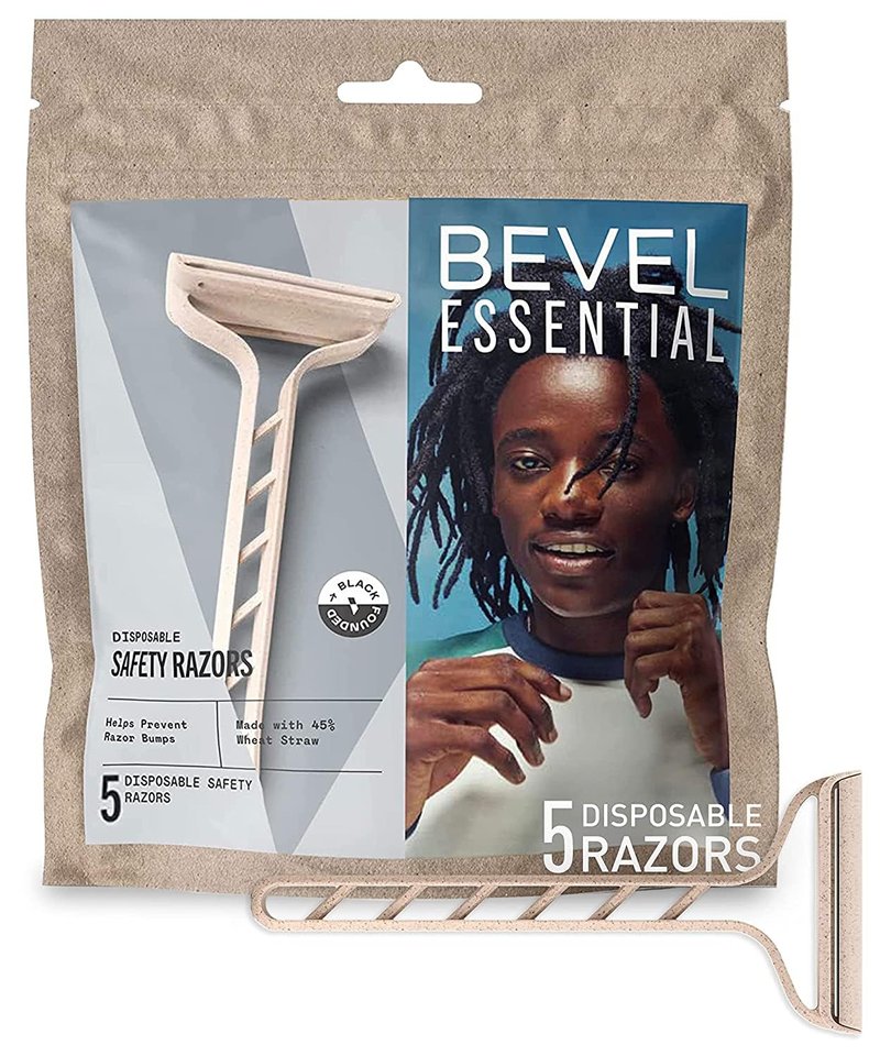 Bevel Essentials Disposable Safety Razors for Men - Double Edge Stainless Steel Blades | 5 Count, Travel-Friendly