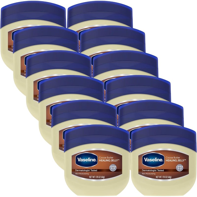 Cocoa Butter Healing Jelly - Rich Moisturizing Ointment for Dry Skin | Travel-Size 12-Pack, 1.75 Oz Each