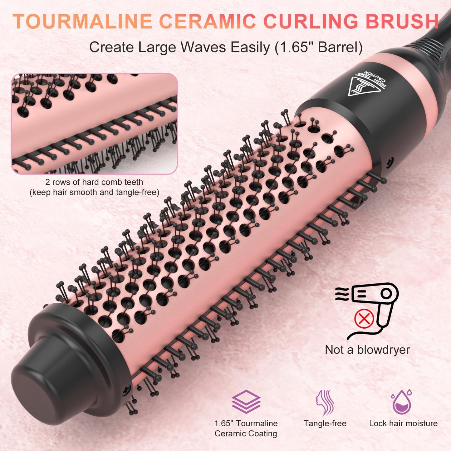 5 in 1 Curling Wand Set - Thermal Brush and 4 Ceramic Hair Crimper