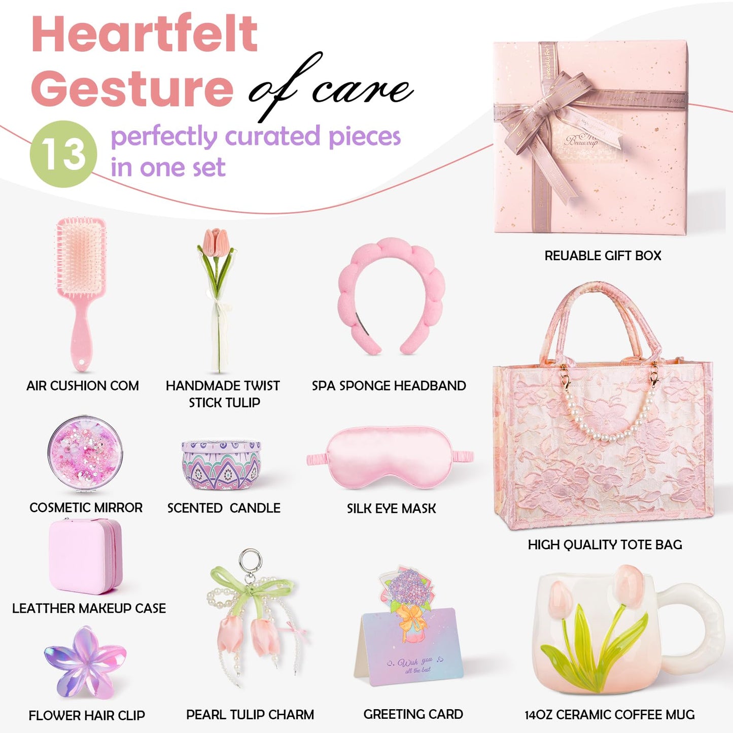 Birthday Gifts for Women,13Pcs Gift Basket, Perfect for Teenage Girls,Sisters,Mothers Mother's Day Dream Gift Set,Birthday Gifts,Thanksgiving Gifts,Christmas Gifts Care Package,Self Care Set