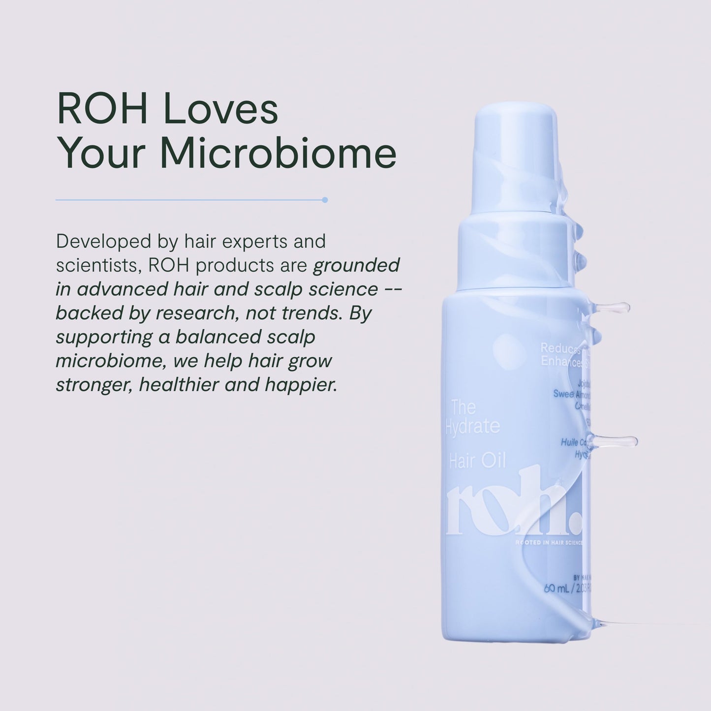 ROH Hydrate Hair Oil 60ml - Hydration & moisture for dry and dehydrated hair, Cruelty-Free