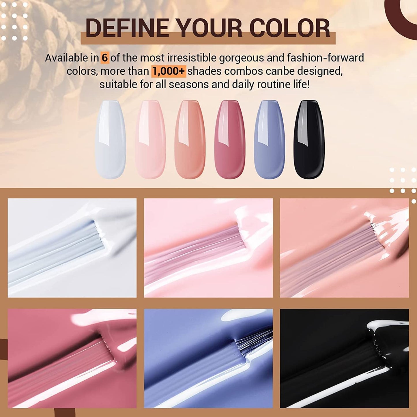 MODELONES Dip Powder Nail Kit Starter-12 Nude Colors French Style Dipping Powder with Base Top Coat 2 in 1 Set, Essential Manicure Nail Art System No Lamp Needed