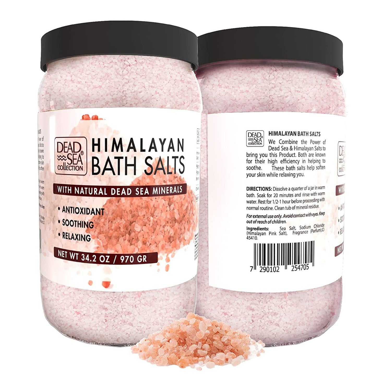 Himalayan Bath Salts - Pure Dead Sea Minerals & Pink Salt - Nourishing & Soothing Skin - 34.2 Oz