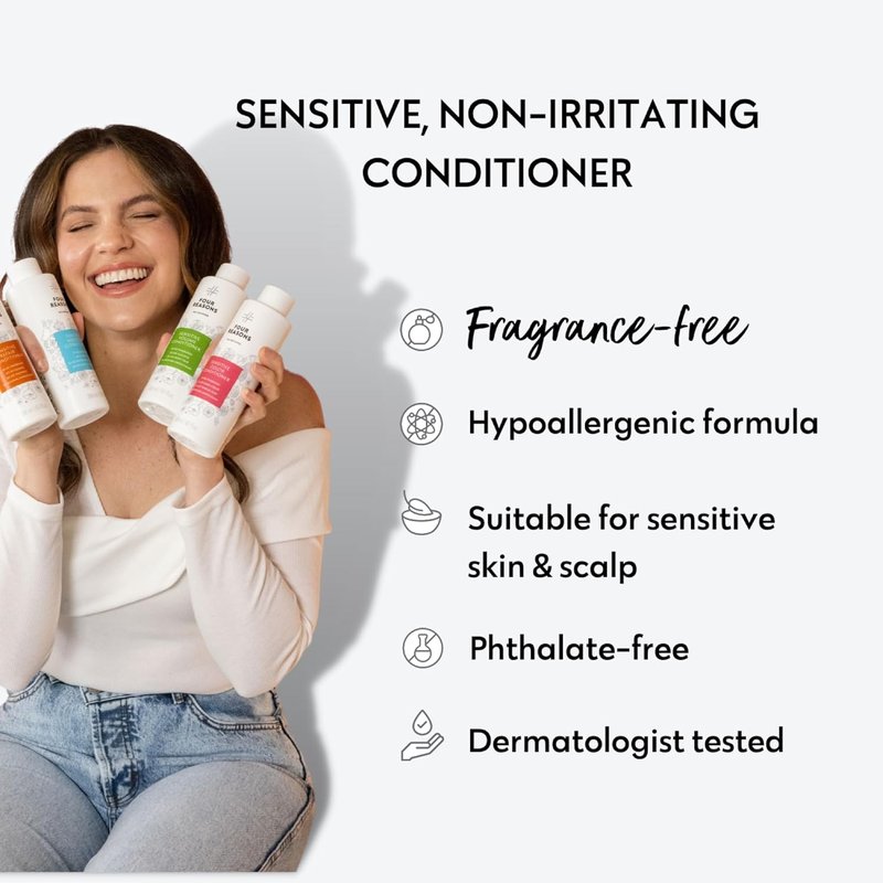 Moisture Conditioner for Dry Hair | Hypoallergenic & Fragrance-Free, 10.15 oz - Vegan Care for Sensitive Scalp