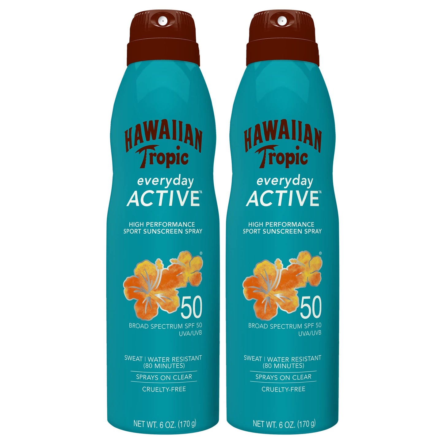 Hawaiian Tropic Everyday Active Spray & Lotion Sunscreen SPF 50 Twin Pack, 6oz Spray & 8oz Lotion