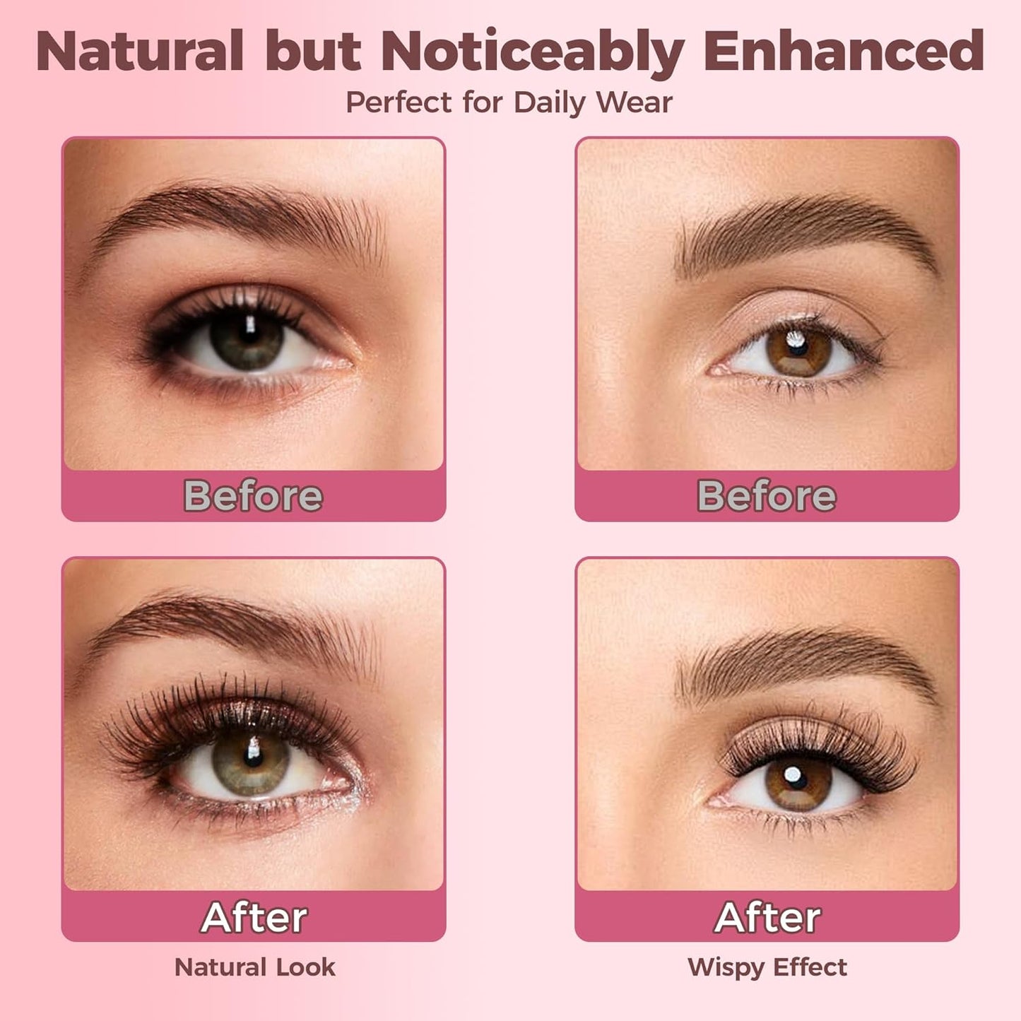Eyelash Clusters Kit - 240PCS Natural Wispy Extensions with Bond & Seal | Mixed Lengths 10-16mm