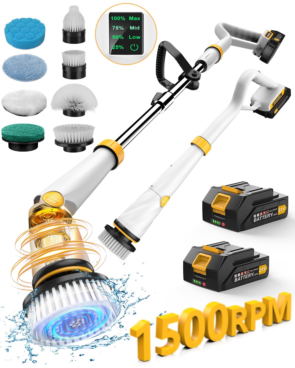 qimedo Scrubber Large Brushes Heads, 8-in-1 Spin Scrubber Replacement Brush Heads for qimedo, Leebein, Keimi, Alloyman, Bomves, YKYI, BEI & Hong